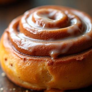 En nybakt kanelbolle.